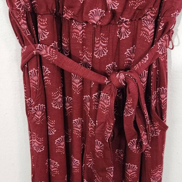 Market & Spruce Burgundy Jumpsuit NWT Size Small Sleeveless Jumpsuit Floral - Picture 2 of 9
